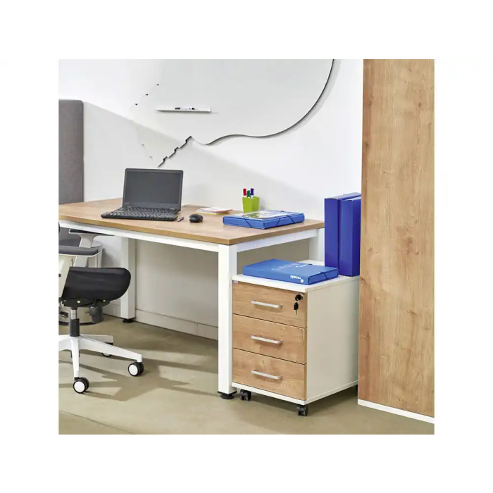 Rocada Cajonera Serie Store con Tres Cajones 60x40x60 cm Acabado Gris/Haya 1