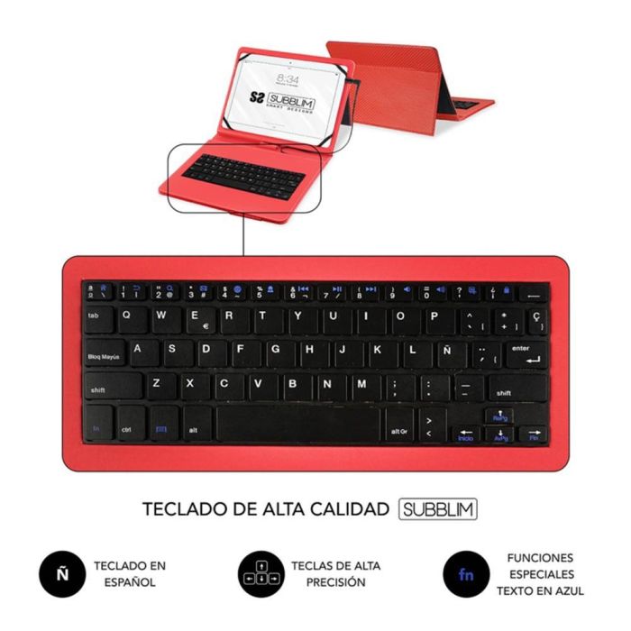 SUBBLIM funda de tablet con teclado usb KEYTAB PRO USB 10,1" Red 2