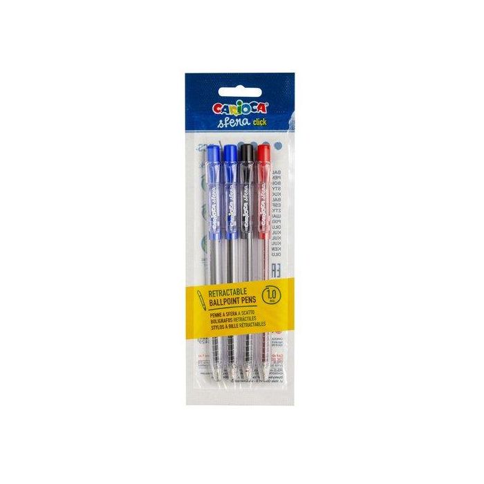 Boligrafo Carioca Sfera Retractil 1.0Mm Bolsa De 4 Colores Surtidos