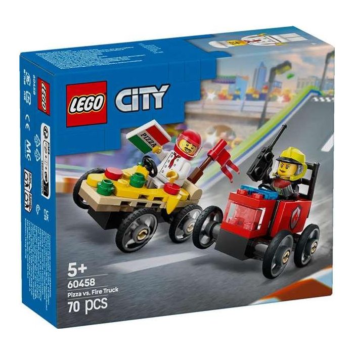 Juego de construccion coches de carreras: pizza vs camión de bomberos lego city Juego de construccion coches de carreras: pizza vs camión de bomberos lego city