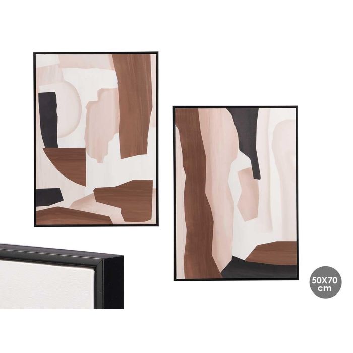 Giftdecor - Cuadro Abstracto Surtido 50x70 cm, Lienzo y Madera (MDF), Beige/Marrón con Marco Negro (4 Unidades)