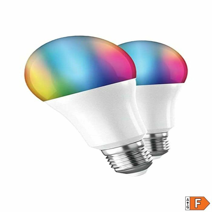 Muvit Bombilla Inteligente A60 E27 9W LED Multicolor y Blanca, Pack 2 uds 12