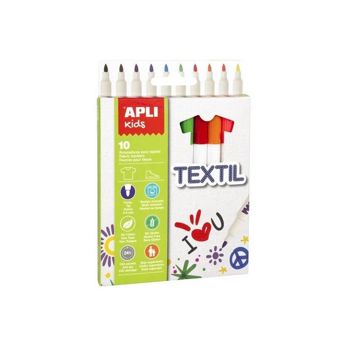 Rotulador Apli Textil Estuche De 10