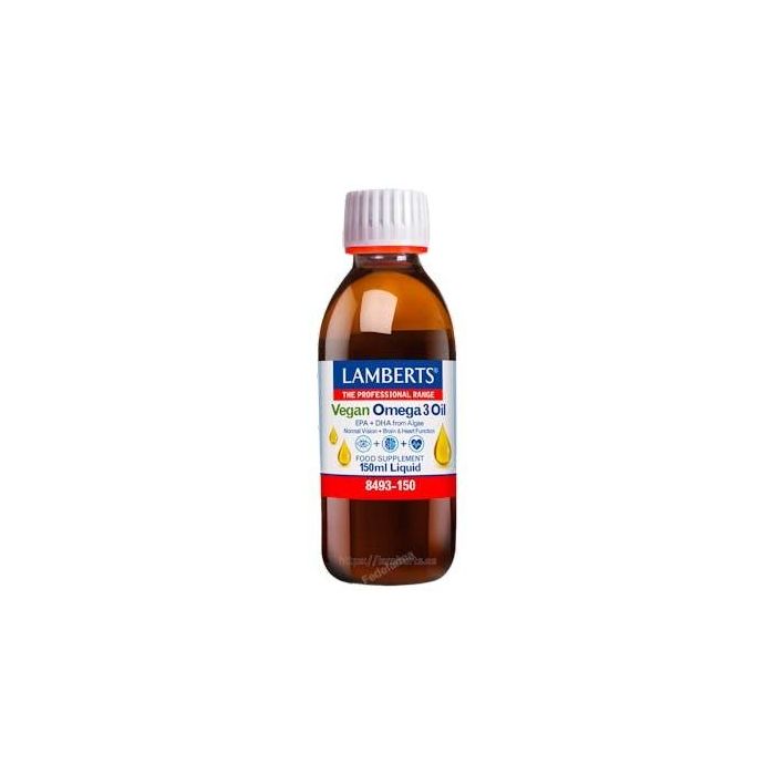 LAMBERTS Omega 3 Vegano Aceite de Algas con Sabor a Limón 150 ml - DHA para Función Cerebral y Visión Normal
