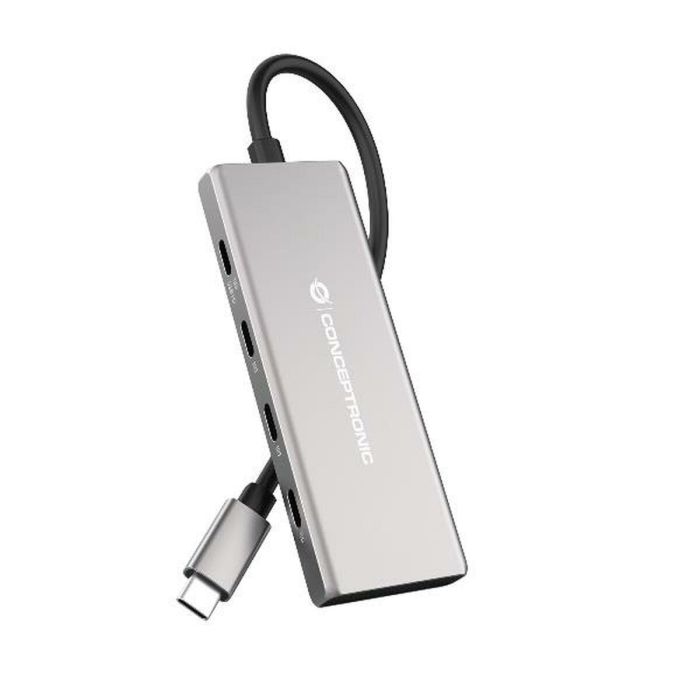 Conceptronic HUBBIES17G 7-Port USB 3.2 Gen 2 Hub, 10Gbps, USB-C x 4, USB-A a W W PD/Aluminum Conceptronic HUBBIES17G 7-Port USB 3.2 Gen 2 Hub, 10Gbps, USB-C x 4, USB-A a W W PD/Aluminum