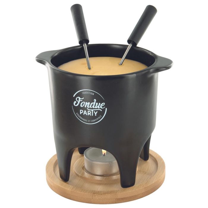 Cook Concept Fondue Bistrot para 1 o 2 Personas con 4 Pinchos Inox y Base Bambú 6