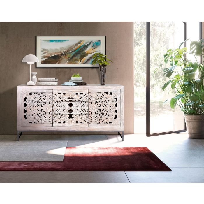 Giner y Colomer Aparador Madera Mango y Metal Blanco Envejecido 150 cm 6