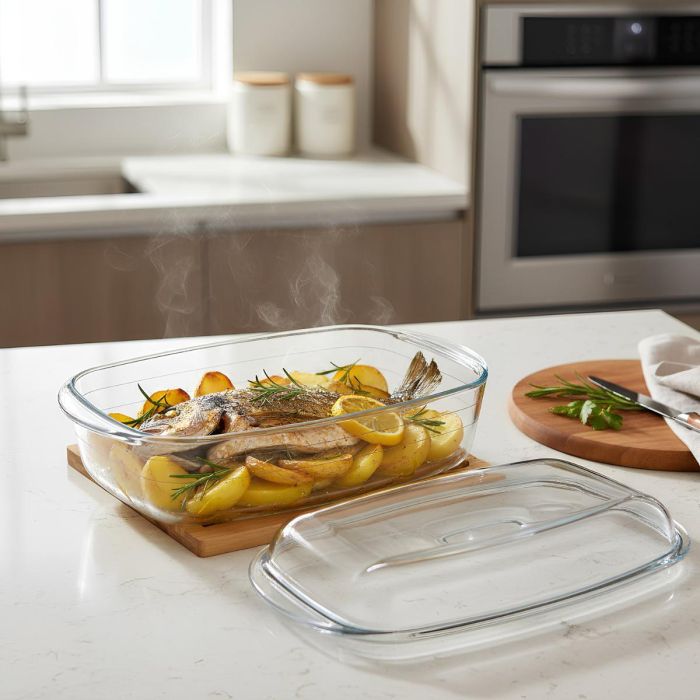 Cacerola Rectangular Tapa Boro Ocuisine Vidrio Ô Cuisine 37,5x22,5x10,6 cm - 4,4+2,3 L 1