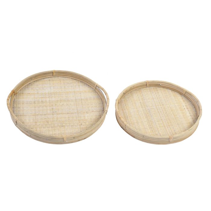 DKD Home Decor Bandeja Balines Ratán Natural 46 x 5.5 x 50.5 cm Set de 2 Unidades 1