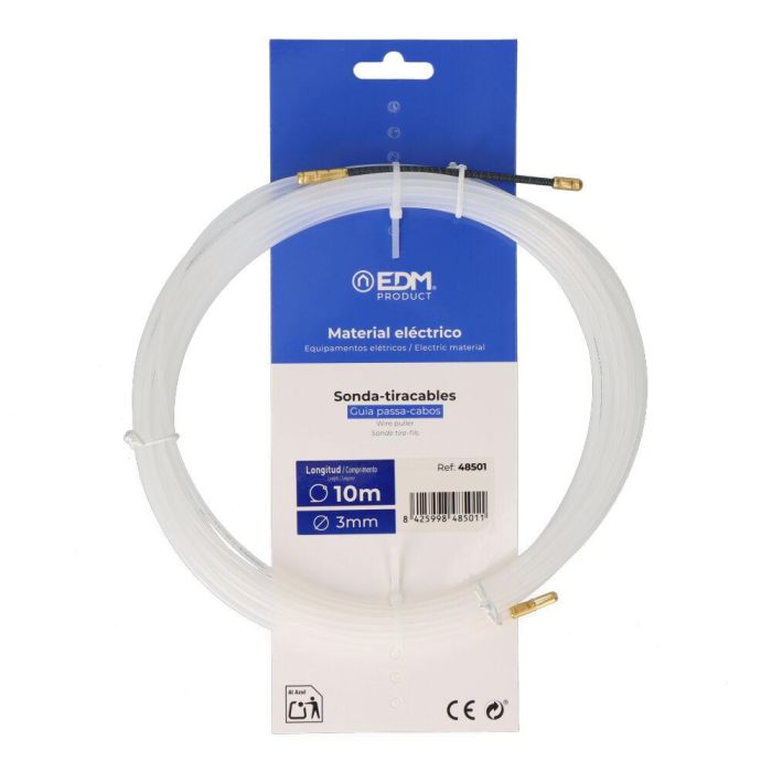 Edm Sonda pasacables guía de nylon, 10 m x 3 mm, blanco 0 Edm Sonda pasacables guía de nylon, 10 m x 3 mm, blanco 0