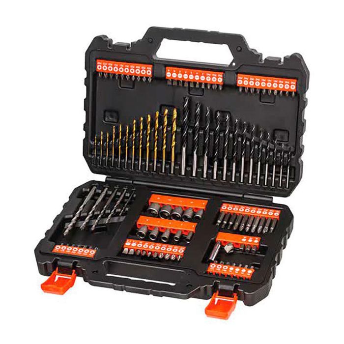 Black+Decker Juego de 109 piezas para taladrar y atornillar con brocas titanio A7200-XJ