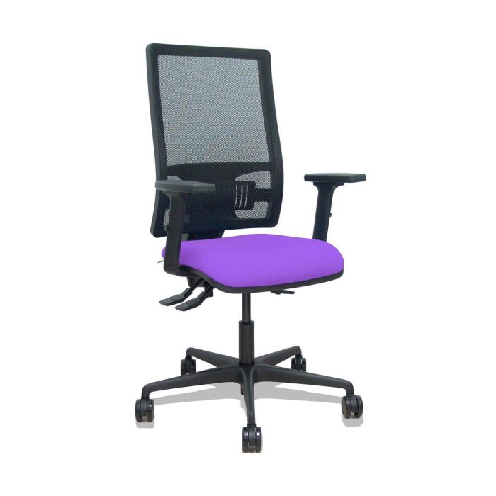 PIQUERAS Y CRESPO Silla Bormate asincro malla negra asiento bali lila brazos 2D ruedas 65mm PIQUERAS Y CRESPO Silla Bormate asincro malla negra asiento bali lila brazos 2D ruedas 65mm