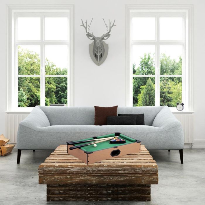 Mister Gadget Juego de Mesa Billar 51x31x10 cm con 2 Palos, 16 Bolas, Triángulo y Tiza Azul 2