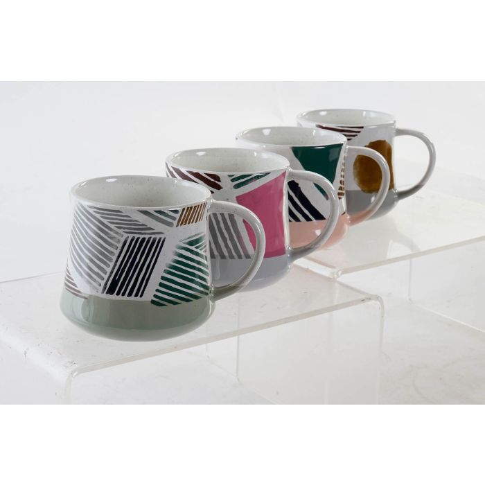 DKD Home Decor Mug Moderno de Gres Multicolor 385ml - Apto Microondas y Lavavajillas - 9.5x8.5x13cm (Pack de 12) 2 DKD Home Decor Mug Moderno de Gres Multicolor 385ml - Apto Microondas y Lavavajillas - 9.5x8.5x13cm (Pack de 12) 2