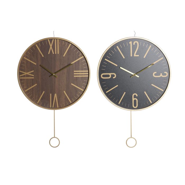 Reloj Pared Glam DKD Home Decor Negro Marron 4 x 40 x 40 cm (2 Unidades)