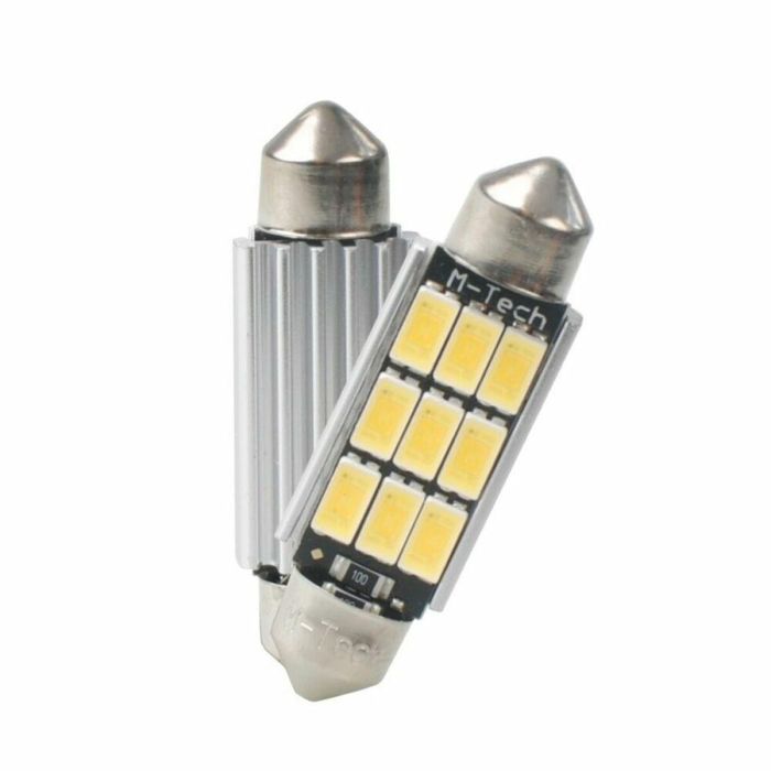 M-Tech MTECLB816W Blister 2x Bombillas LED C5W 41mm 9xSMD5630 Blanco Frío 450 Lúmenes Serie Platinum con Control de Temperatura