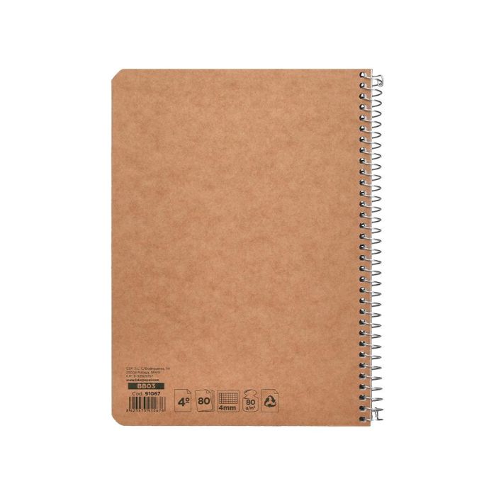 Cuaderno Espiral Liderpapel Cuarto Ecouse Tapa Cartulina Kraft 80H Papel Reciclado 80 grcuadro 4 mm 5 unidades 2