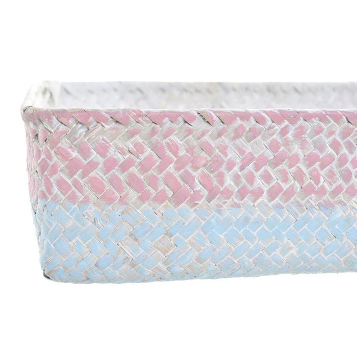 Cesta Mediterraneo DKD Home Decor Bicolor Rosa 26 x 9 x 26 cm Set de 4 3