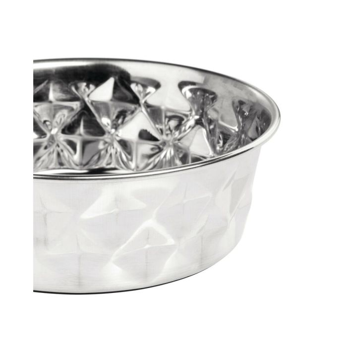 Hunter Comedero Namy 350 ml Acero Inoxidable Forma Diamante con Base Antideslizante. Fácil Limpieza, Resistente, Apto Lavavajillas.