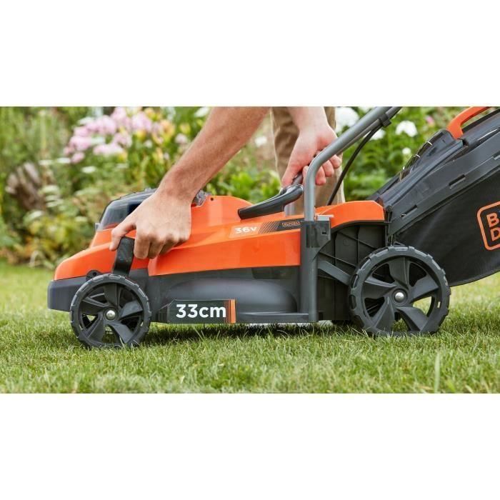 BLACK & DECKER Cortacésped inalámbrico 33cm LITIO 36V - 2,5Ah - 1 batería -1 cargador - 1 persiana mulching - BCMW3336L1-QW 4 BLACK & DECKER Cortacésped inalámbrico 33cm LITIO 36V - 2,5Ah - 1 batería -1 cargador - 1 persiana mulching - BCMW3336L1-QW 4