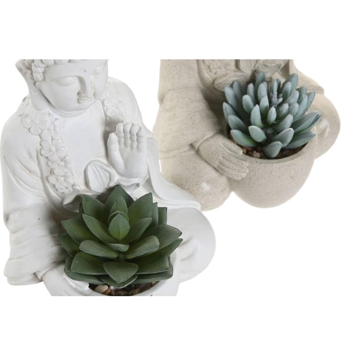 Planta Oriental DKD Home Decor Blanco Crema 11.5 x 20 x 13 cm (4 Unidades) 2