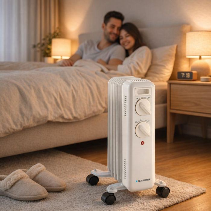 BLAUPUNKT Radiador de Aceite, 5 Elementos, 1000W, Calefactor Eléctrico, Altura 45 cm, Calefacción para Hogar