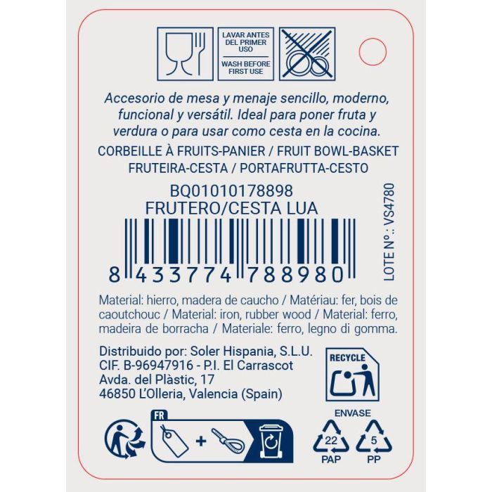 Inde Frutero Cesta Lua Quttin de Mimbre - 28.5 x 28.5 x 13 cm (12 Unidades) Inde Frutero Cesta Lua Quttin de Mimbre - 28.5 x 28.5 x 13 cm (12 Unidades)
