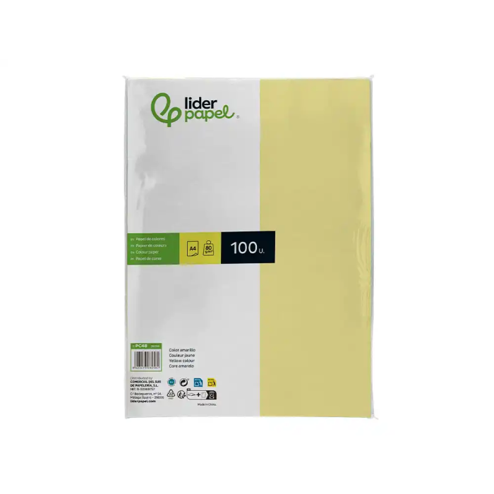 Liderpapel Papel Color A4 80gr Amarillo Paquete de 100 Hojas 1