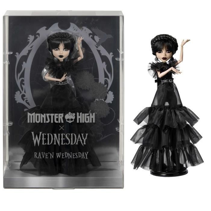 Mattel Muñeca Monster High Wednesday Vestido Raven para niñas de 5 años Mattel Muñeca Monster High Wednesday Vestido Raven para niñas de 5 años