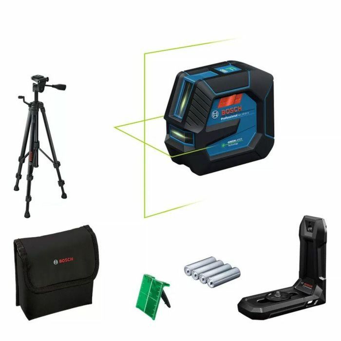 BOSCH 0601065601 Láser de línea GLL 20-22 G con 4 baterías de 1.5V, trípode BT 150 y maletín de transporte
