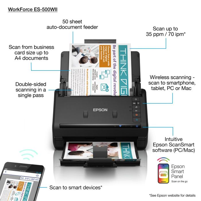 EPSON Escaner vertical WorkForce ES-500WII 4 EPSON Escaner vertical WorkForce ES-500WII 4