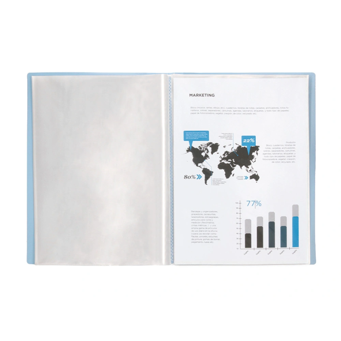 Liderpapel Carpeta Escaparate 40 Fundas Polipropileno DIN A4 Celeste Opaco 5