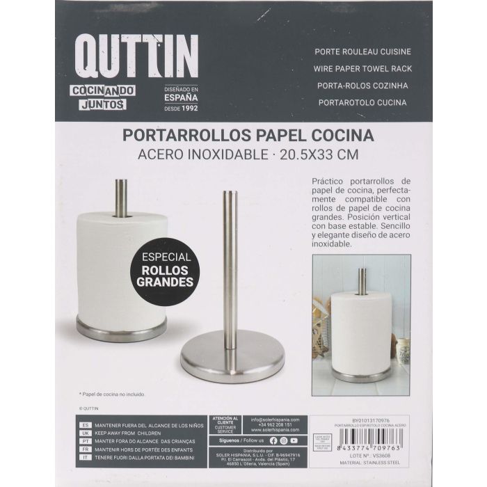Portarrollos Esp.Rotolo Cocina Acero Quttin - Confortime (12 Unidades) 5 Portarrollos Esp.Rotolo Cocina Acero Quttin - Confortime (12 Unidades) 5