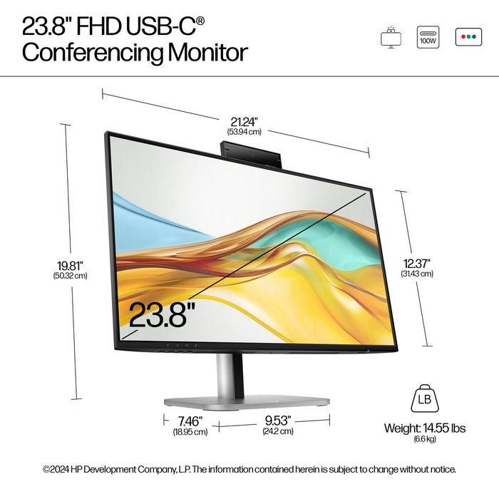 HP Series 5 Pro 23.8 inch FHD USB-C Conferencing Monitor - 524pm 3 HP Series 5 Pro 23.8 inch FHD USB-C Conferencing Monitor - 524pm 3