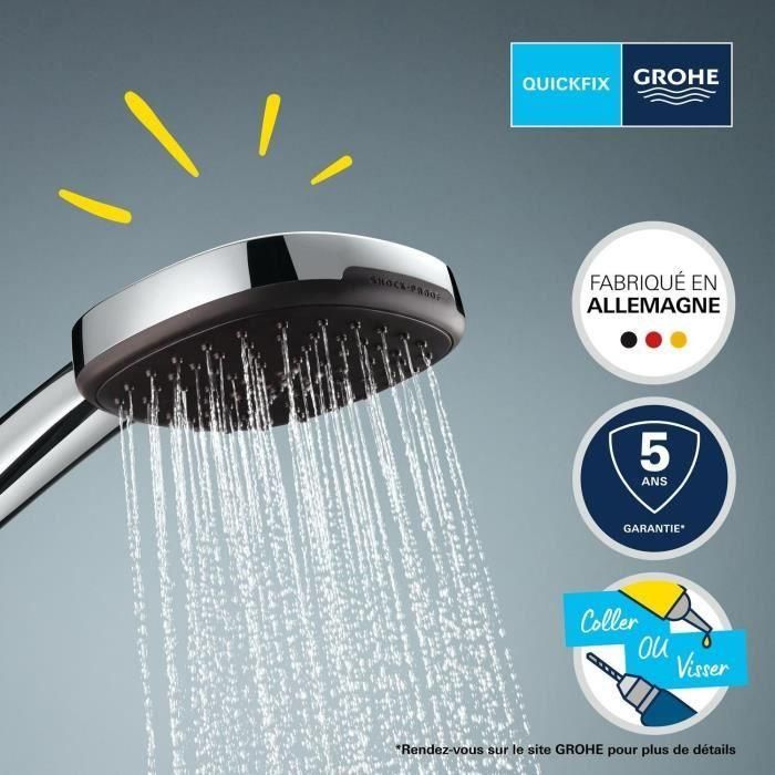 Set de ducha con rociador de 2 chorros, soporte y flexo - GROHE Vitalio Comfort 110 26399001 - Fácil selección - Ahorro de agua 5