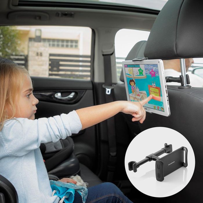 Innovagoods Soporte de tablet para coche V0103620, ajustable 12-20 cm, ABS - silicona, rotación 360° 3