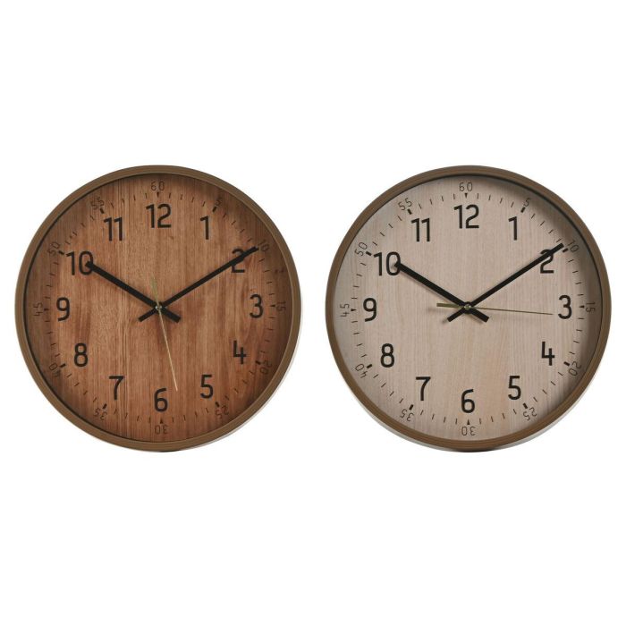 Reloj Pared Cottage DKD Home Decor Natural Marron 4 x 30 x 30 cm (2 Unidades) Reloj Pared Cottage DKD Home Decor Natural Marron 4 x 30 x 30 cm (2 Unidades)