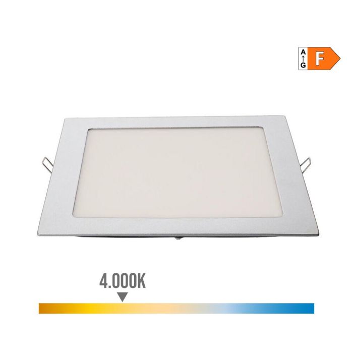 Downlight led empotrable cuadrado 20 W luz dia 4000 k 1500 lm color cromado 22 x 22 cm