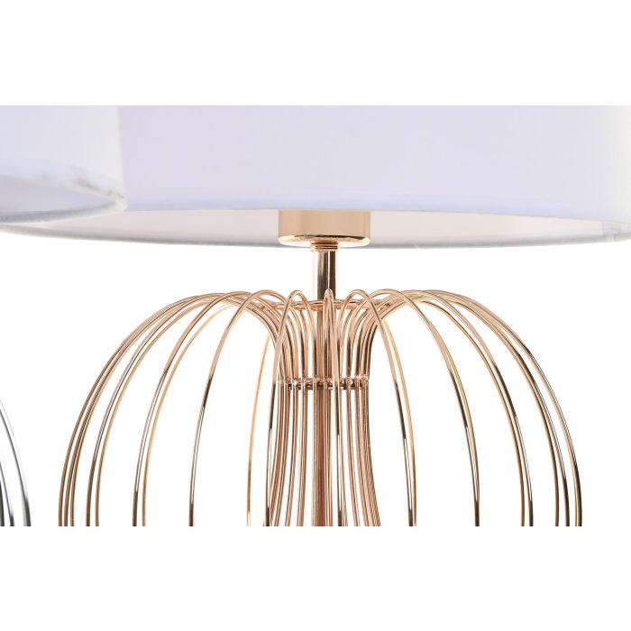 DKD Home Decor Lampara Sobremesa Moderno Dorado Plateado Blanco Metal Poliester 2 Unidades 32.5 x 52 x 32.5 cm 1