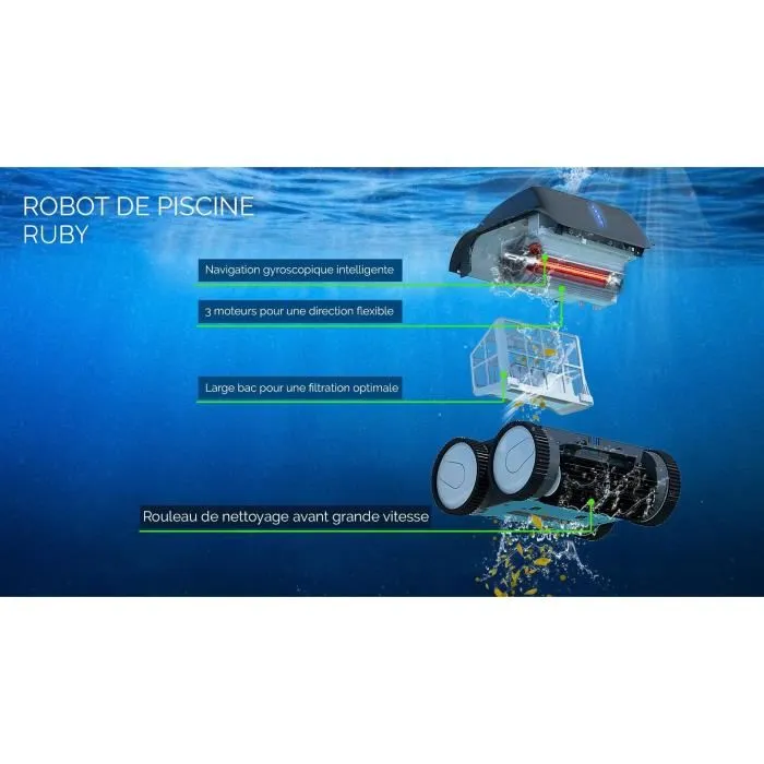 Bestway Aquaglide Robot Aspirador de Piscina Autónomo para Piscinas de Fondo Plano, Batería Recargable 5 Bestway Aquaglide Robot Aspirador de Piscina Autónomo para Piscinas de Fondo Plano, Batería Recargable 5