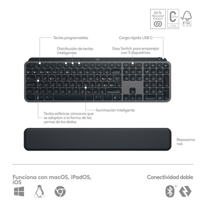Logitech Teclado + Ratón MX Keys S y MX Master 3S para Productividad y Ergonomía 5