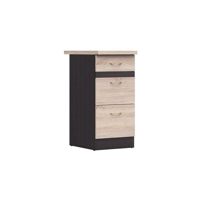 Junona Kitchen Muebles bajos de 40 cm - 3 cajones - Totada de trabajo - Chene Sonoma Junona Kitchen Muebles bajos de 40 cm - 3 cajones - Totada de trabajo - Chene Sonoma