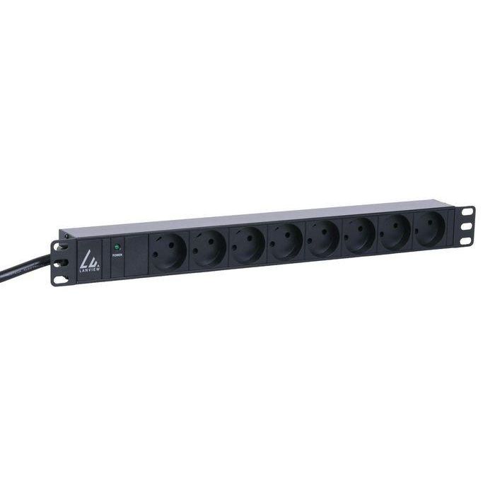 Lanview 19'' rack mount power strip, 3m, 16A with 8 x Danish type K grounded sockets 2 Lanview 19'' rack mount power strip, 3m, 16A with 8 x Danish type K grounded sockets 2
