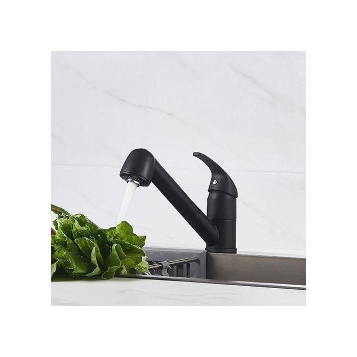 Edouard Rousseau AAAPS00243 Grifo Monomando Lavabo BAGO, Ducha Extraíble 2 Chorros, Negro Mate, Diseño Clásico 1