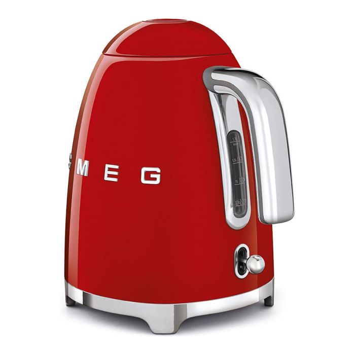 Smeg KLF03RDEU - Hervidor de Agua de 1.7 Litros, 2400W, Acero Inoxidable Rojo, con Filtro Antical, Apagado Automático y Base Giratoria 360 Grados