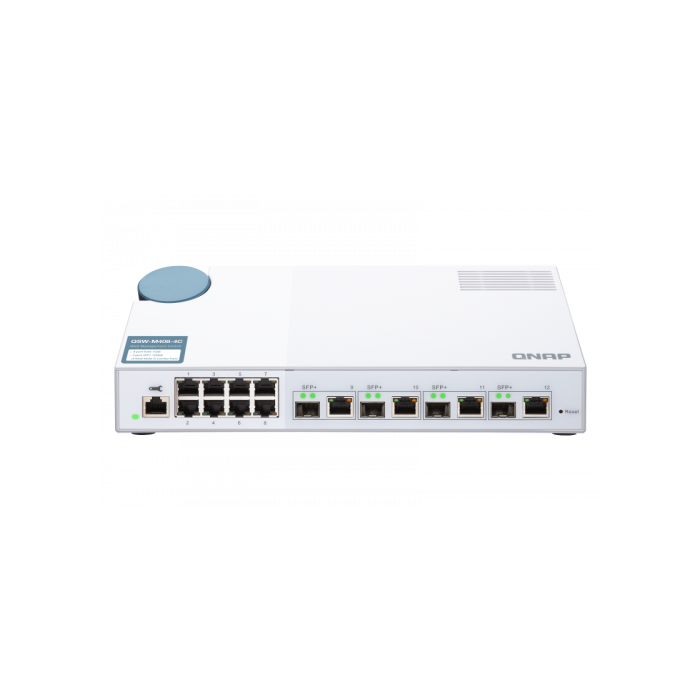 QNAP QSW-M408-4C Switch Gestionado L2 Gigabit Ethernet (10/100/1000) Blanco con 8 Puertos RJ-45 y 4 Puertos SFP 1