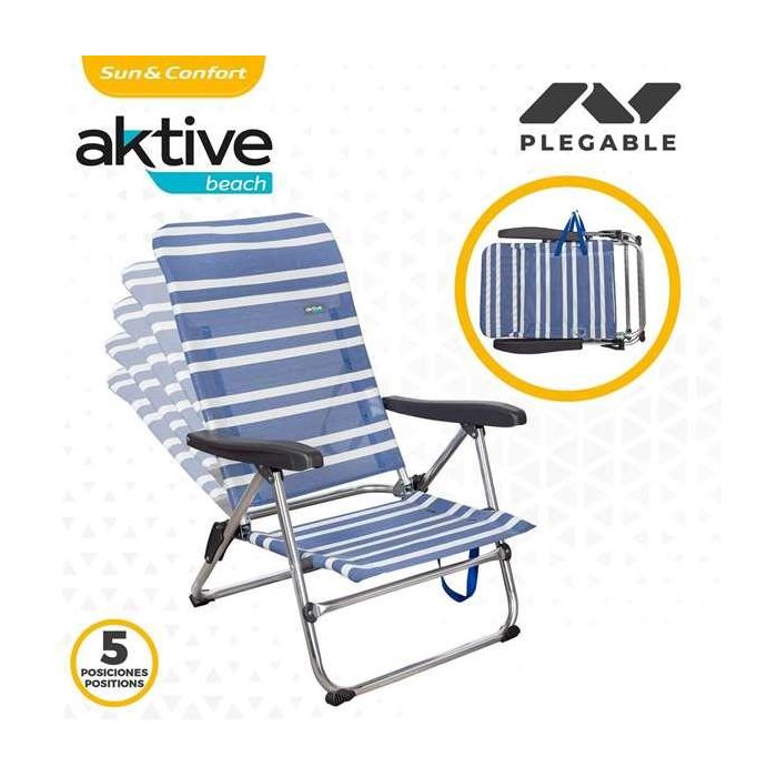 Silla playa aluminio plegable mykonos 5 posiciones 61x50x85 cm con asa. 20 Silla playa aluminio plegable mykonos 5 posiciones 61x50x85 cm con asa. 20