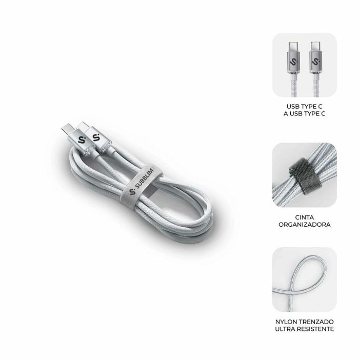 Cable USB-C a USB-C Subblim OPTIMUS Blanco 1 m 19