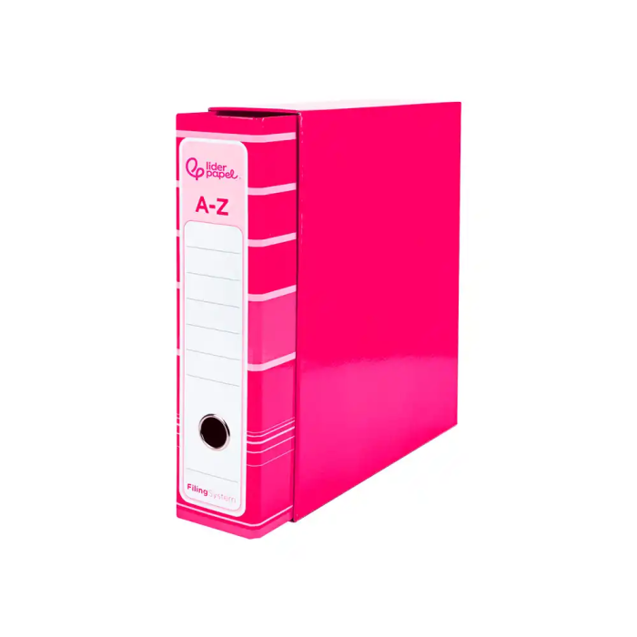 Liderpapel Archivador de Palanca A4 Filing System 80mm Rosa con Caja y Compresor Metálico Forrado 1