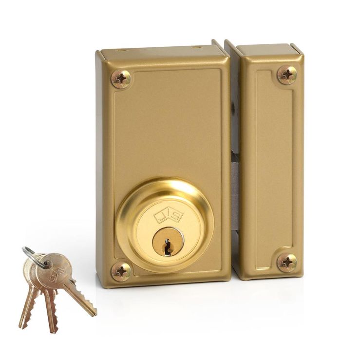 Jis Cerradura de sobreponer solo llave mano derecha 33-6d, cilindro fijo 52mm, dorado 0 Jis Cerradura de sobreponer solo llave mano derecha 33-6d, cilindro fijo 52mm, dorado 0